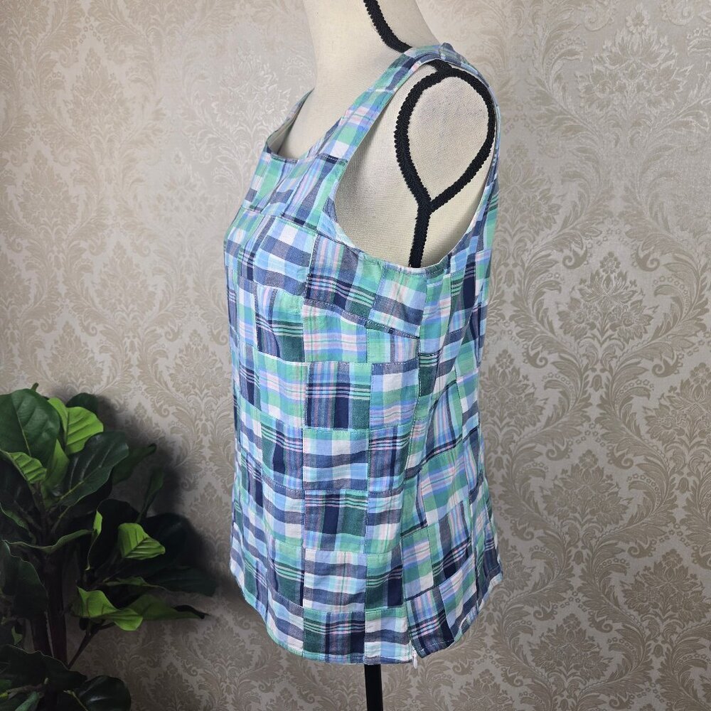 Talbots Size Small Plaid Patchwork Sleeveless Top… - image 4